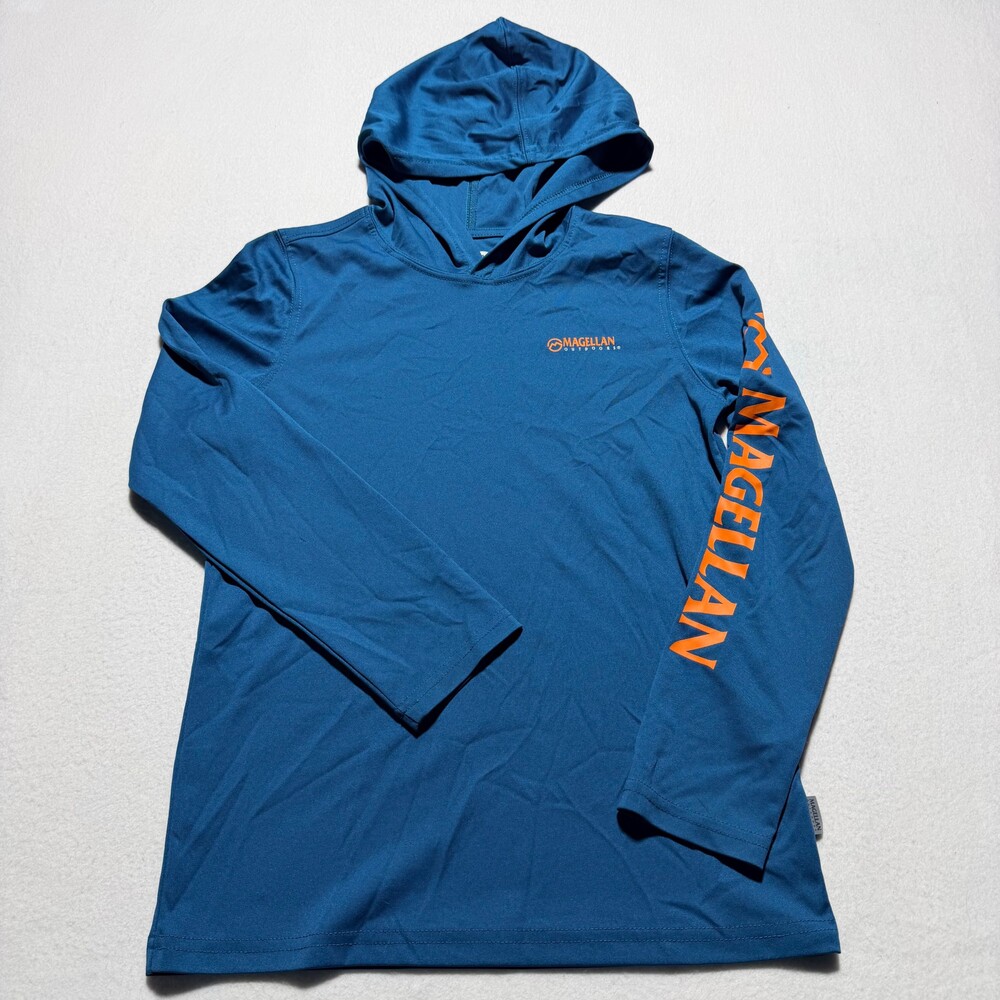 Magellan Outdoors Fish Gear Medium Blue Moisture-Wicking Long Sleeve Hoodie
